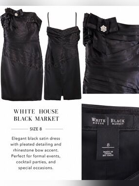 White House Black Market Black Dress, sz 8 Rhinestone detail, Formal Dress